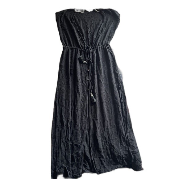 Blue Island Swim Cover Dress Button Front Black Size M - Picture 1 of 6